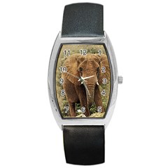 Elephant Animal Art Abstract Barrel Style Metal Watch by Celenk