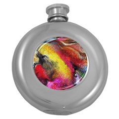 Background Art Abstract Watercolor Round Hip Flask (5 Oz) by Celenk