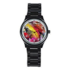 Background Art Abstract Watercolor Stainless Steel Round Watch by Celenk