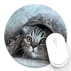 Cat Pet Art Abstract Vintage Round Mousepads by Celenk