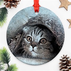 Cat Pet Art Abstract Vintage Ornament (round) by Celenk