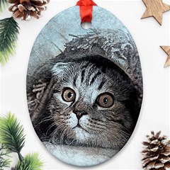 Cat Pet Art Abstract Vintage Ornament (oval) by Celenk