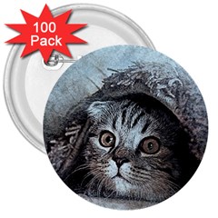 Cat Pet Art Abstract Vintage 3  Buttons (100 Pack)  by Celenk