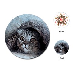 Cat Pet Art Abstract Vintage Playing Cards (round)  by Celenk