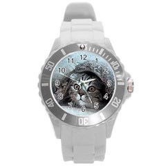 Cat Pet Art Abstract Vintage Round Plastic Sport Watch (l) by Celenk