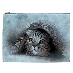 Cat Pet Art Abstract Vintage Cosmetic Bag (xxl)  by Celenk