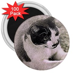 Cat Pet Art Abstract Vintage 3  Magnets (100 Pack) by Celenk