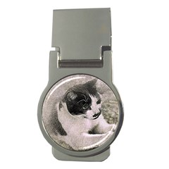 Cat Pet Art Abstract Vintage Money Clips (round)  by Celenk