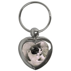 Cat Pet Art Abstract Vintage Key Chains (heart)  by Celenk