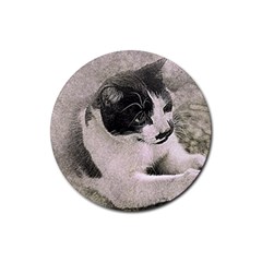 Cat Pet Art Abstract Vintage Rubber Coaster (round)  by Celenk