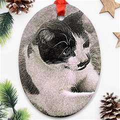 Cat Pet Art Abstract Vintage Oval Ornament (two Sides) by Celenk