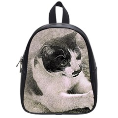 Cat Pet Art Abstract Vintage School Bag (small) by Celenk