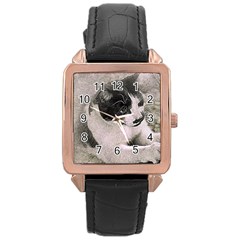 Cat Pet Art Abstract Vintage Rose Gold Leather Watch  by Celenk