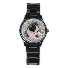 Cat Pet Art Abstract Vintage Stainless Steel Round Watch by Celenk