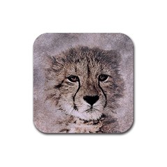 Leopard Art Abstract Vintage Baby Rubber Coaster (square)  by Celenk