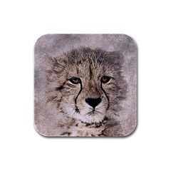 Leopard Art Abstract Vintage Baby Rubber Square Coaster (4 Pack)  by Celenk