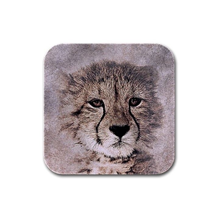 Leopard Art Abstract Vintage Baby Rubber Square Coaster (4 pack) 