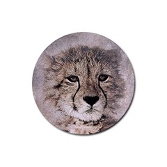 Leopard Art Abstract Vintage Baby Rubber Coaster (round)  by Celenk