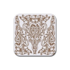 Beautiful Gold Floral Pattern Rubber Coaster (square)  by NouveauDesign