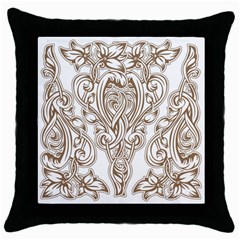 Beautiful Gold Floral Pattern Throw Pillow Case (black) by NouveauDesign