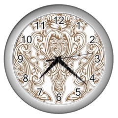 Beautiful Gold Floral Pattern Wall Clocks (silver)  by NouveauDesign