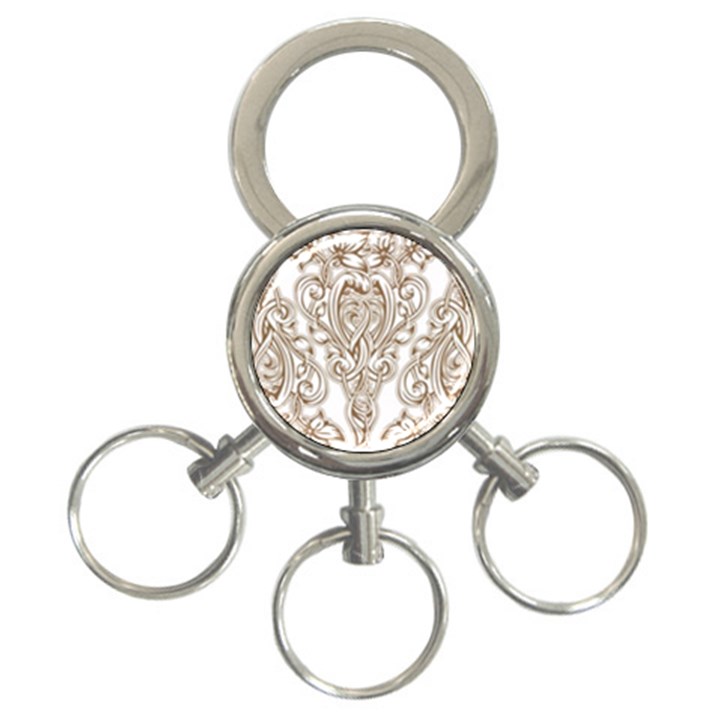 beautiful gold floral pattern 3-Ring Key Chains