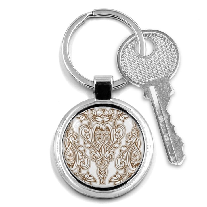 beautiful gold floral pattern Key Chains (Round) 