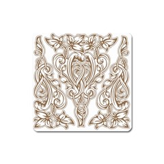 Beautiful Gold Floral Pattern Square Magnet by NouveauDesign