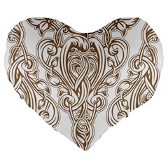 Beautiful Gold Floral Pattern Large 19  Premium Heart Shape Cushions by NouveauDesign