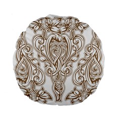 Beautiful Gold Floral Pattern Standard 15  Premium Flano Round Cushions by NouveauDesign