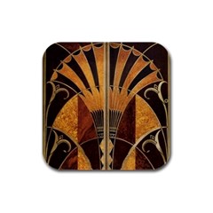 Art Deco Gold Rubber Square Coaster (4 Pack)  by NouveauDesign