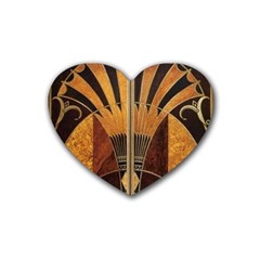 Art Deco Gold Rubber Coaster (heart)  by NouveauDesign