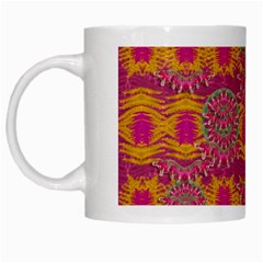 Fern Landscape In Harmony With Bleeding Hearts Fantasy Art White Mugs by pepitasart