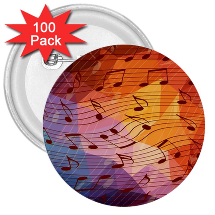 Music Notes 3  Buttons (100 pack) 