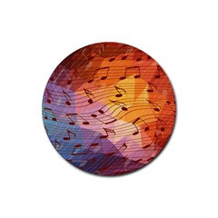 Music Notes Rubber Round Coaster (4 Pack)  by linceazul