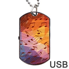 Music Notes Dog Tag Usb Flash (one Side) by linceazul