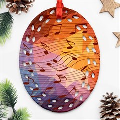 Music Notes Oval Filigree Ornament (two Sides) by linceazul