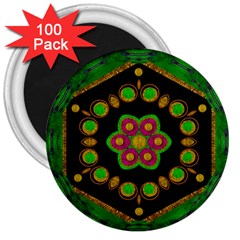 Magic Of Life A Orchid Mandala So Bright 3  Magnets (100 Pack) by pepitasart