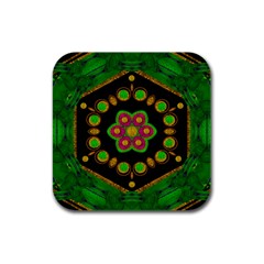 Magic Of Life A Orchid Mandala So Bright Rubber Square Coaster (4 Pack)  by pepitasart