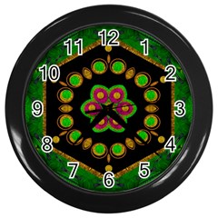 Magic Of Life A Orchid Mandala So Bright Wall Clocks (black) by pepitasart