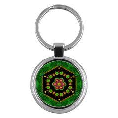 Magic Of Life A Orchid Mandala So Bright Key Chains (round)  by pepitasart