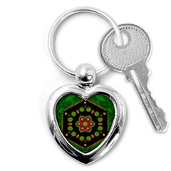 Magic Of Life A Orchid Mandala So Bright Key Chains (heart)  by pepitasart