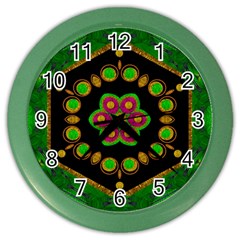 Magic Of Life A Orchid Mandala So Bright Color Wall Clocks by pepitasart