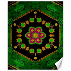 Magic Of Life A Orchid Mandala So Bright Canvas 11  X 14   by pepitasart