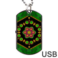 Magic Of Life A Orchid Mandala So Bright Dog Tag Usb Flash (two Sides) by pepitasart