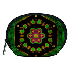 Magic Of Life A Orchid Mandala So Bright Accessory Pouches (medium)  by pepitasart