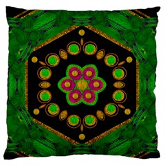 Magic Of Life A Orchid Mandala So Bright Large Flano Cushion Case (one Side) by pepitasart