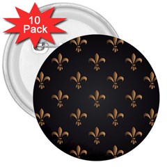 Fleur De Lis 3  Buttons (10 Pack)  by NouveauDesign