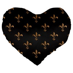 Fleur De Lis Large 19  Premium Heart Shape Cushions by NouveauDesign