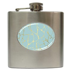 Mint,gold,marble,pattern Hip Flask (6 Oz)